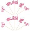 12 PCS Class of 2026 Grad Centerpiece Stick 2026 Congrats Grad Cake Toppers Diploma Graduation Cap 2026 Table Flower Centerpiece Sticks for 2026 Graduation Theme Party Decorations Supplies Pink view 3