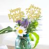 12 PCS Happy Father's Day Centerpiece Sticks Double Sided Glitter Moustache Tie Love Father Best Dad Centerpieces for Happy Father's Day Theme Table Flower Decorations Men Birthday Party Supplies Gold view 4