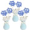 12 PCS Happy Father's Day Centerpiece Sticks Double Sided Glitter Moustache Tie Love Father Best Dad Centerpieces for Happy Father's Day Theme Table Flower Decorations Men Birthday Party Supplies Blue view 1