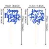 12 PCS Happy Father's Day Centerpiece Sticks Double Sided Glitter Moustache Tie Love Father Best Dad Centerpieces for Happy Father's Day Theme Table Flower Decorations Men Birthday Party Supplies Blue view 2