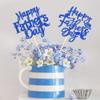12 PCS Happy Father's Day Centerpiece Sticks Double Sided Glitter Moustache Tie Love Father Best Dad Centerpieces for Happy Father's Day Theme Table Flower Decorations Men Birthday Party Supplies Blue view 4