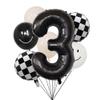 100% LIKED- 40 Black Three|Black & White Smiley Face Latex |Checkered Foil for Birthday Decorations, Smiley Face Party Deco, Baby Shower,3rd Birthday Party Supplies view 1