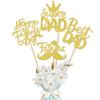 12 PCS Happy Father's Day Centerpiece Sticks Double Sided Glitter Moustache Hat Super Dad Best Dad Centerpieces for Happy Father's Day Theme Table Flower Decorations Men Birthday Party Supplies Gold view 1