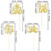 12 PCS Happy Father's Day Centerpiece Sticks Double Sided Glitter Moustache Hat Super Dad Best Dad Centerpieces for Happy Father's Day Theme Table Flower Decorations Men Birthday Party Supplies Gold view 2