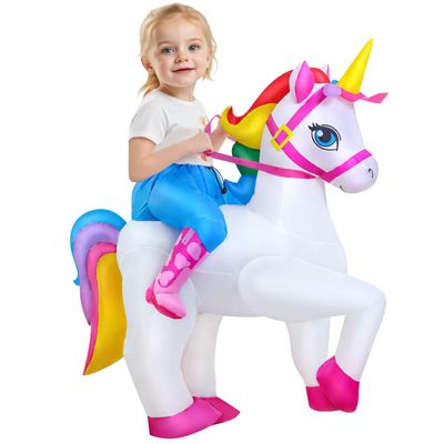 KOOY Inflatable Unicorn Costume Kids, Blow up Unicorn Costume, Unicorn Inflatable Costume, Funny Halloween Costumes, Blow Up Costume For Kids7-10Y