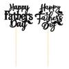 12 PCS Happy Father's Day Centerpiece Sticks Double Sided Glitter Moustache Tie Love Father Best Dad Centerpieces for Happy Father's Day Theme Table Flower Decorations Birthday Party Supplies Black view 3