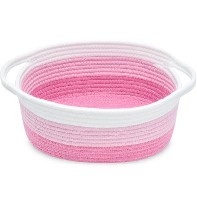 ABenkle Small Basket with Handles - Decorative Durable Rope Woven Storage Bin Shelf Storage Organizer Cube, Easter Baby Gift Basket, 12"x8"x5"
