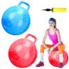 Poen 2 Pcs 29 Inch Hopper Bouncing Ball with Handle Jumping Bouncy Space Hopping Ball with Air Pump for Exercise (Marbled Red, Marbled Blue) view 1