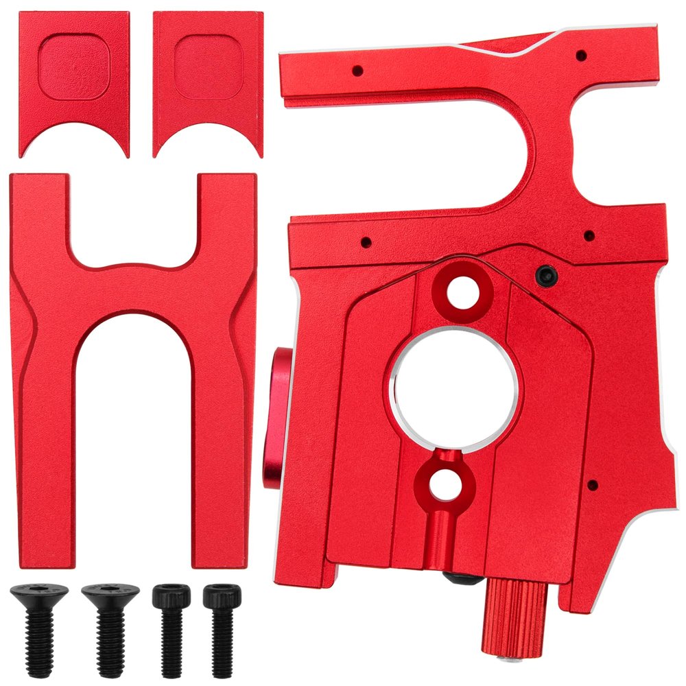 Vgoohobby Metal Sliding Motor Mount & Motor Mount Plate Center Diff Differential Mount Compatible with Arrma Kraton Typhon Outcast 6S Felony Talion Mojave RC Car Upgrade Parts (Red)