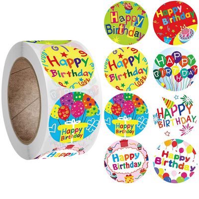 SagaSave 500PCS Happy Birthday Stickers, Variety of Styles Adhesive Cute Decorations Supplies Decals for Kids Party Celebration Envelope Sealing Gift Wrap(Color 1)
