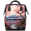 Skonsati Baby Diaper Bag Backpack Watercolor Mount Fujisan Cherry Blossom Large Tote Diaper Bag for Mom Nappy Bag Baby Essentials Travel Tote with Stroller Straps view 1