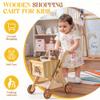 ROBOTIME Baby Walkers for Boys, Wooden Shopping Cart Toy for Toddler Kids, Height-Adjustable Wooden Push Walker, Sit to Stand Walker for Baby Learning to Walk view 3