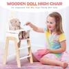 ROBOTIME Wooden Baby Doll High Chair, Pink Wooden Baby Doll Chair for 18 Inch Dolls, Pretend Play High Chair Baby Doll Accessories, Small view 2
