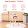 ROBOTIME Wooden Baby Doll High Chair, Pink Wooden Baby Doll Chair for 18 Inch Dolls, Pretend Play High Chair Baby Doll Accessories, Small view 4