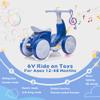 JoyRydz 6V Electric Baby Balance Bike with Bubble Machine,4 in 1 Toddler Balance Bike w/Remote Control for 1 Year Old Boys Girls Kids Bubble Bike Ride on Toys w/Powered Motor,Music,LED Lights (Blue) view 2