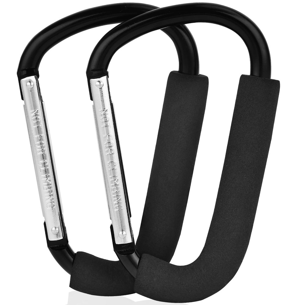 2 Pack Stroller Hooks,6.3" Large Stroller Clips,Stroller Hook for Hanging Diaper Bags and Shopping,Universal Stroller Accessories for Mommy,Large Carabiner Clip Heavy Duty