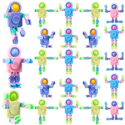 Hanaive 48 Pcs Robot Fidget Spinners for Kids Transformable Fingertip Gyro Chain Toy Deformable DIY Stress Relief Fidget Sensory Toys Adults Piata Goodie Bag Stuffers Valentine Party Favors Gift