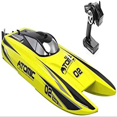 2.4G Wireless RC Boat Large RC Yacht Outdoor Water Toys Children's Gifts High Speed Brushless Motor Speedboat Speed 70KM/H Competitive Rowing (Yellow)