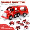 MindPal Fire Truck Toy for 3 4 5 6 7 Years Old Toddler Boys, 8-in-1 Fire Car Carrier Vehicle Set for Boys Age 3-5, Transport Car with Light & Sound, Kids Toys Cars Set for Birthday view 2