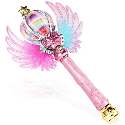EnchantZone Light Up Snowflake Wand with Spinning LEDs and Sound Magic Princess Toys for Kids Girls Birthday Cosplay Party Favors, Pink
