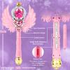 EnchantZone Light Up Snowflake Wand with Spinning LEDs and Sound Magic Princess Toys for Kids Girls Birthday Cosplay Party Favors, Pink view 2