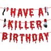 Red Glitter Have a Killer Birthday Banner - Pre-Strung Halloween Hanging Paper Garland Bunting Banner Bloody Decorations, Photo Backdrop for Wall Home Mantel Office Wall Scary Party Supplies view 1