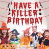 Red Glitter Have a Killer Birthday Banner - Pre-Strung Halloween Hanging Paper Garland Bunting Banner Bloody Decorations, Photo Backdrop for Wall Home Mantel Office Wall Scary Party Supplies view 4