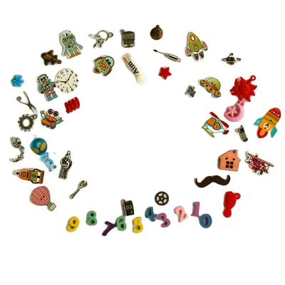 TomToy Space Theme I spy trinkets Sets for I Spy Bag, Bottle, Set of 50 trinkets