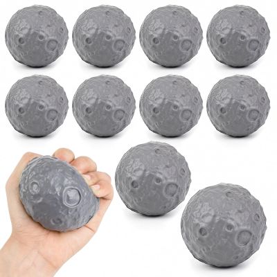10 Pack Moon Stress Balls 2.8 inch Hand Muscle Exercise Pressure Ball Soft Foam Stress Relief Anxiety Fidget Relief Squeeze Ball for Student Adult School Office Festivals Gifts (Grey, 10)