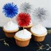 15 Pack Foil Firework Cupcake Toppers Birthday Cake Toppers Sparkle Tinsel Cocktail Fruit Toothpick for Birthday Wedding Happy New Year Graduation Valentine's Party Supplies view 4