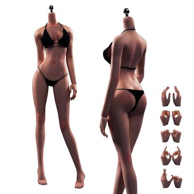 1/6 Scale Female Body,12inch Super Flexible Seamless Female Figure Body Makeup Version with Undetachable Feet Tall and Slender Miniature Action Figure (Copper Suntan Skin)