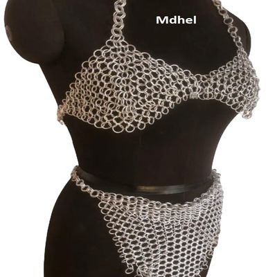 Mdhel Chainmail Bikini for Women, Aluminum