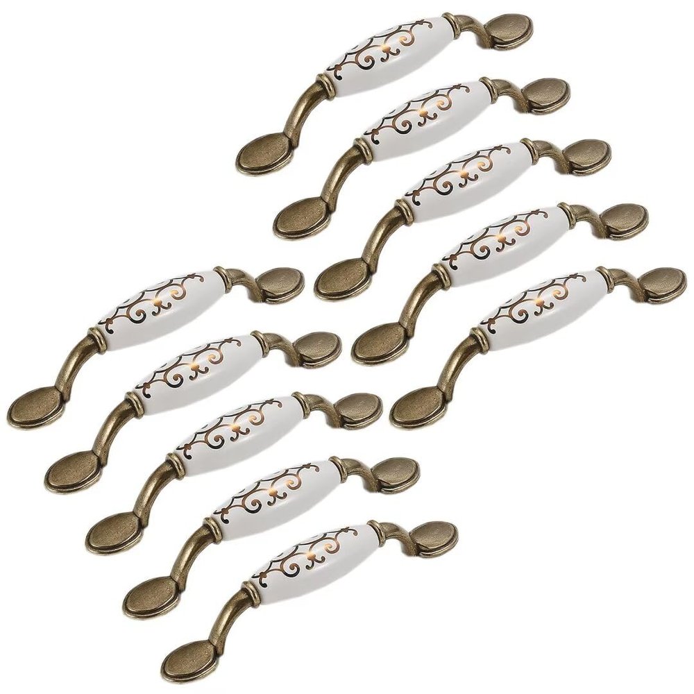 10Pcs Ceramic Cabinet Handles Zinc Alloy Drawer Pulls Retro Bronze Handles for Kid's Room Bedroom Door Cabinet Cupboard Wardrobe Pulls Kitchen Closet Drawer Knobs Door Pull