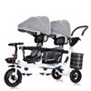 Kids Tricycle - 4 in 1 Double Seat Children'S Tricycle, Toddler Pushchair, Detachable Canopy, Folding Pedals, Reversible Seat, Removable Guardrail, Suitable for 1 to 6 Years Old Children,Gray view 1