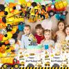 51 Pcs Construction Birthday Party Supplies Dump Truck Tablecloth Paper Plates Napkins Forks Dinnerware for Construction Baby Shower 1st 2nd 3rd 4th Birthday Party Supplies Decorations view 2