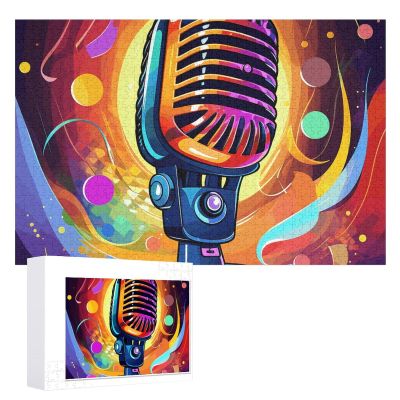 1000 PCS Jigsaw Puzzle for Adults Wooden Challenging Puzzle Retro Style Microphone Custom Personalized Picture Puzzle for Adults & Kids Family Game Nights Wooden Puzzle