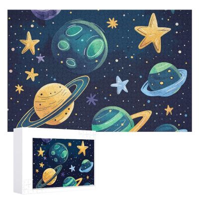 1000 PCS Jigsaw Puzzle for Adults Wooden Challenging Puzzle Cartoon Style Space Custom Personalized Picture Puzzle for Adults & Kids Family Game Nights Wooden Puzzle