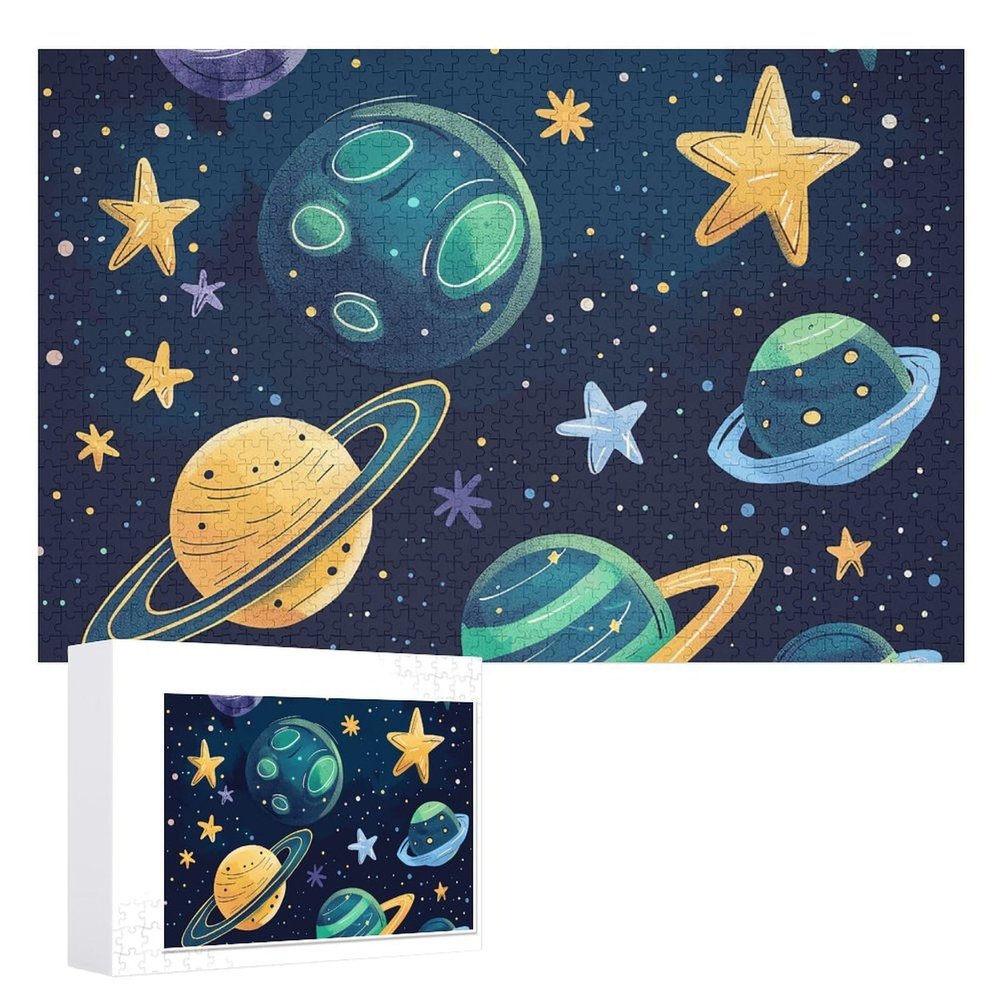 1000 PCS Jigsaw Puzzle for Adults Wooden Challenging Puzzle Cartoon Style Space Custom Personalized Picture Puzzle for Adults & Kids Family Game Nights Wooden Puzzle