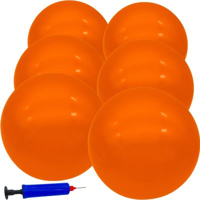 GCQJOQ 6 Pcs 9 Inch Inflatable Bouncy Balls with Hand Air Pump for Indoor Outdoor Play Balls (Orange)