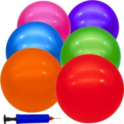 GCQJOQ 6 Pcs Playground Balls for Kids, 9 Inch Inflatable Bouncy Balls with Pump for Kickball, Dodgeballs, Indoor Outdoor Play Balls