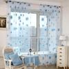 HooHero Blue Sunflower Pattern Countryside Elegant Sheer Curtains Living Kids Baby Room Home Decoration Voile Gauze Curtain view 1