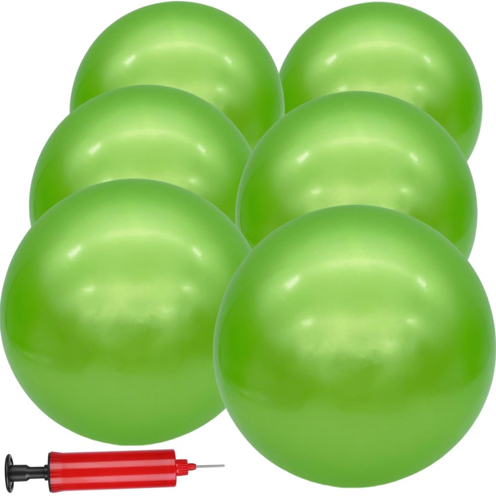 GCQJOQ 6 Pcs Playground Balls for Kids, 9 Inch Inflatable Bouncy Balls with Hand Air Pump for Indoor Outdoor Play Balls,St. Patrick's Day Party (Green)