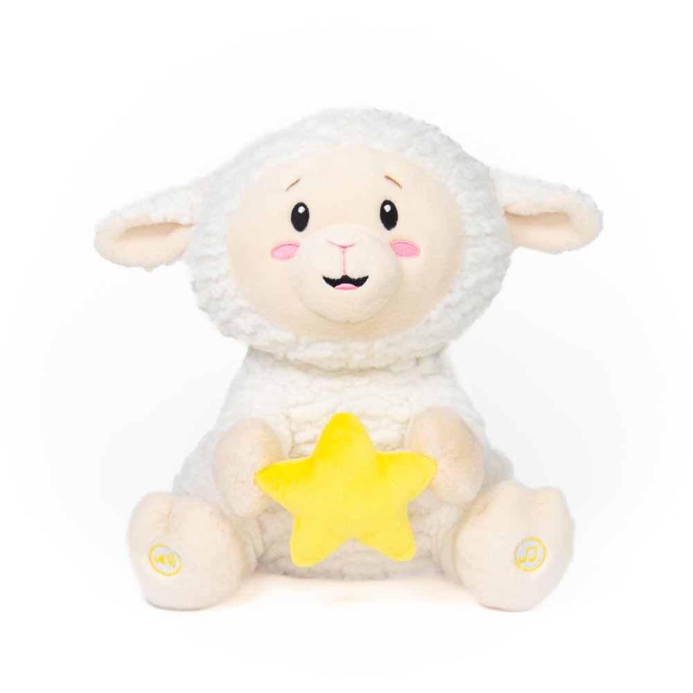 Cuddle Barn - Twinkling Levi | Animated Musical Lamb Stuffed Animal Baby Plush Toy with Soothing Light and Volume Control Plays 15 Minutes of Lullabies, 11 inches
