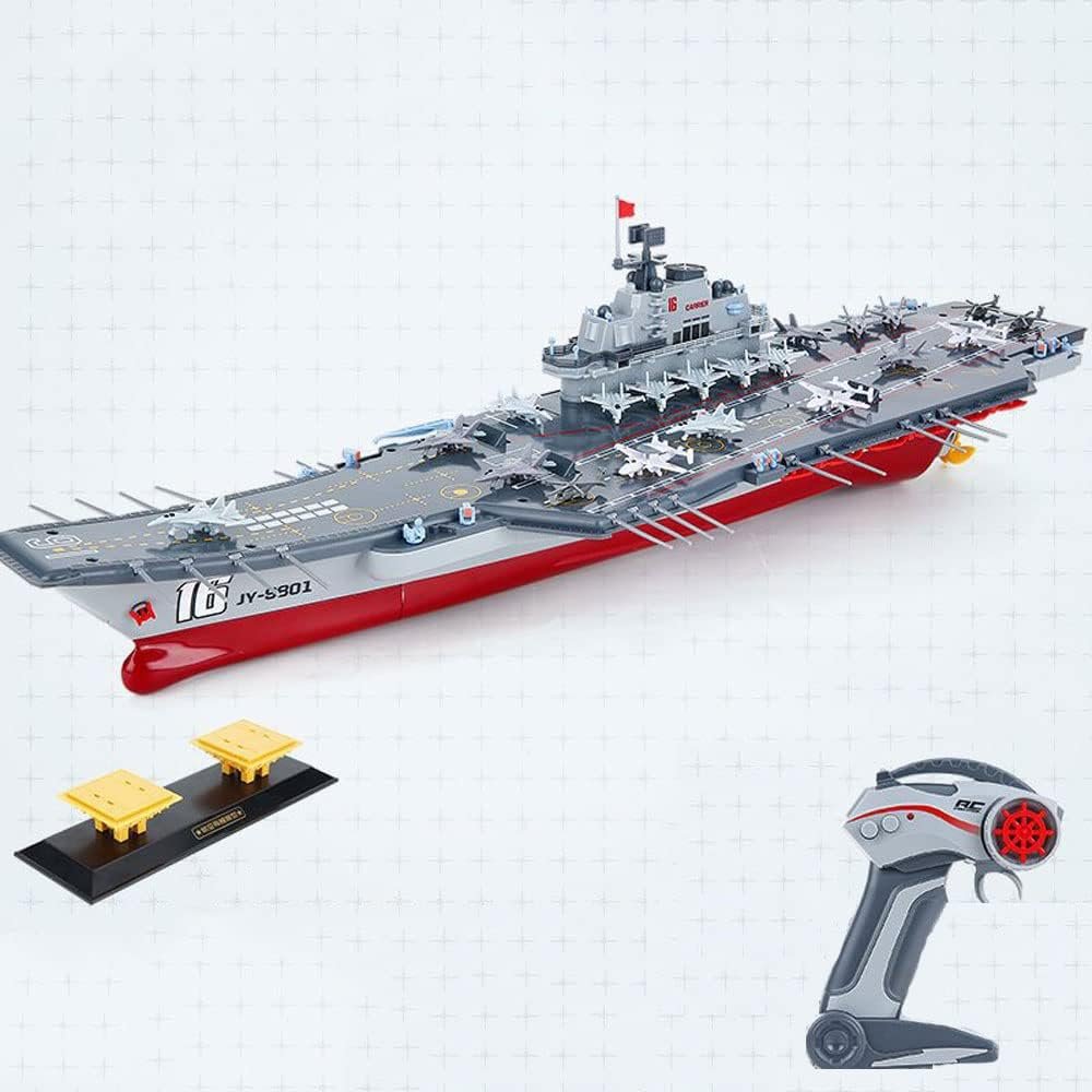 MJHYNBS RC Boat, 2.4Ghz RC Water Aircraft Carrier, 30KM/H High-Speed RC Aircraft Carrier, RC Battleship Suitable for Swimming Pools and Lakes, for Adults and Children