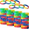 60 Pcs Inspirational Wristbands for Students  Self-Affirmation Phrase Bracelet  Motivational Quotes Rubber Bracelets  Back to School Gift for Students Kids view 1