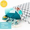 Bumkins Waterproof Wet Dry Bag for Baby, Travel, Swim Suit, Cloth Diapers, Pump Parts, Pool, Beach, Gym Clothes, Toiletry, Hook to Stroller, Daycare, Zipper Reusable Wetdry Packing Pouch, Gray Check view 2