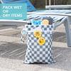 Bumkins Waterproof Wet Dry Bag for Baby, Travel, Swim Suit, Cloth Diapers, Pump Parts, Pool, Beach, Gym Clothes, Toiletry, Hook to Stroller, Daycare, Zipper Reusable Wetdry Packing Pouch, Gray Check view 3