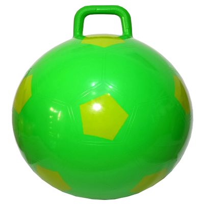 AppleRound Space Hopper with Pump in Soccer Ball Style, 15in / 38cm Diameter for Ages 3-6, Kangaroo Bouncer, Hoppity Hippity Hopball, Sit-on Bouncy Ball with Handle