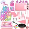 Kids Cooking and Baking Set with Storage Case Complete Cooking Supplies Kids Baking Kit Pretend Play Cooking Toys Unicorn Apron and Chef Hat for Girls & Boys view 1
