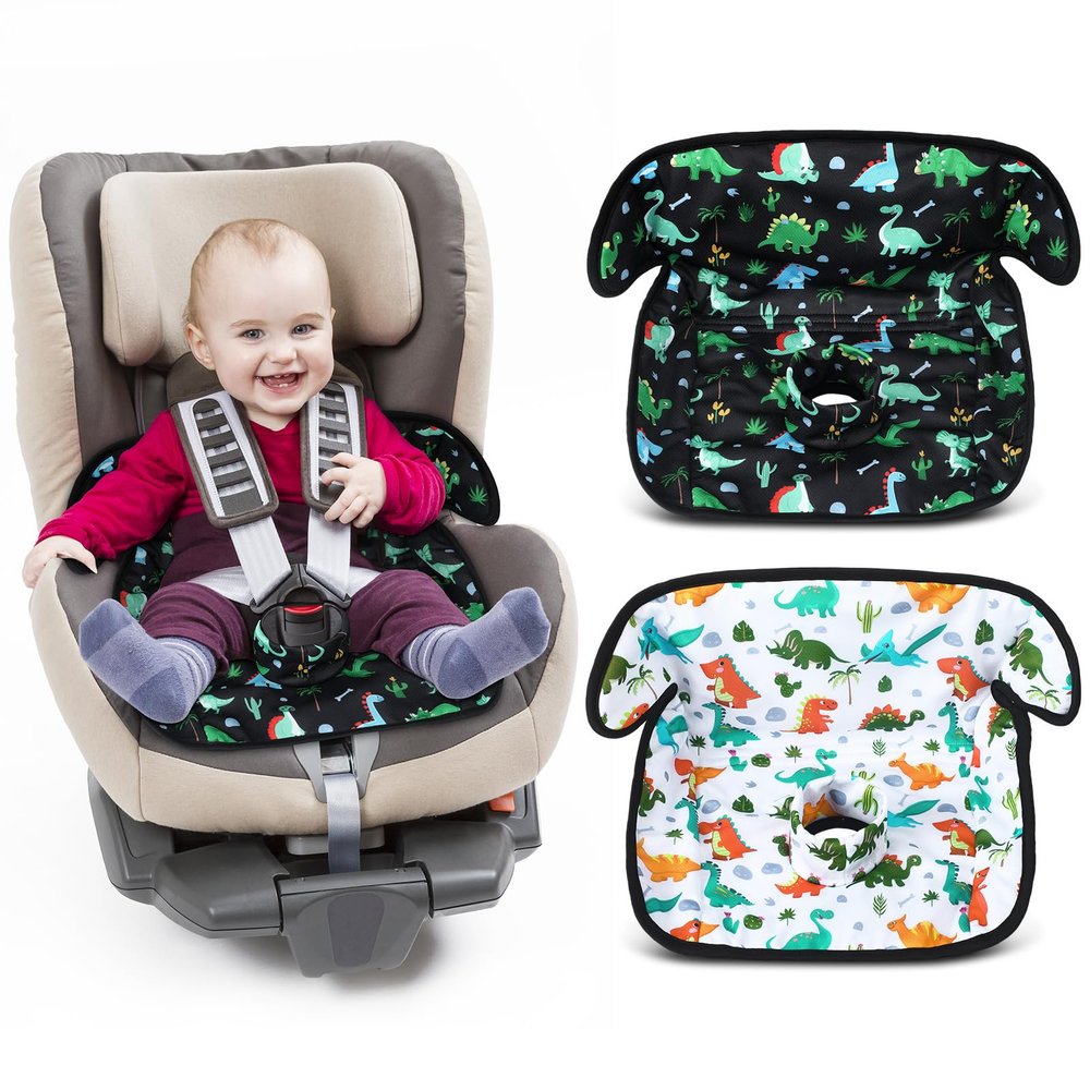 2 Pack Dinosaur Car Seat Protector for Potty Training Waterproof Piddle Pad Cover from Spillages Nappy Leaks Toilet Training Anti Slip Backing Strollers Carseat Liner for Toddlers Babies Summer